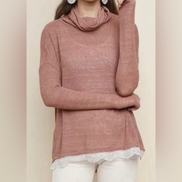 NWT umgee turtleneck in dusty rose women’s size large - Picture 1 of 8